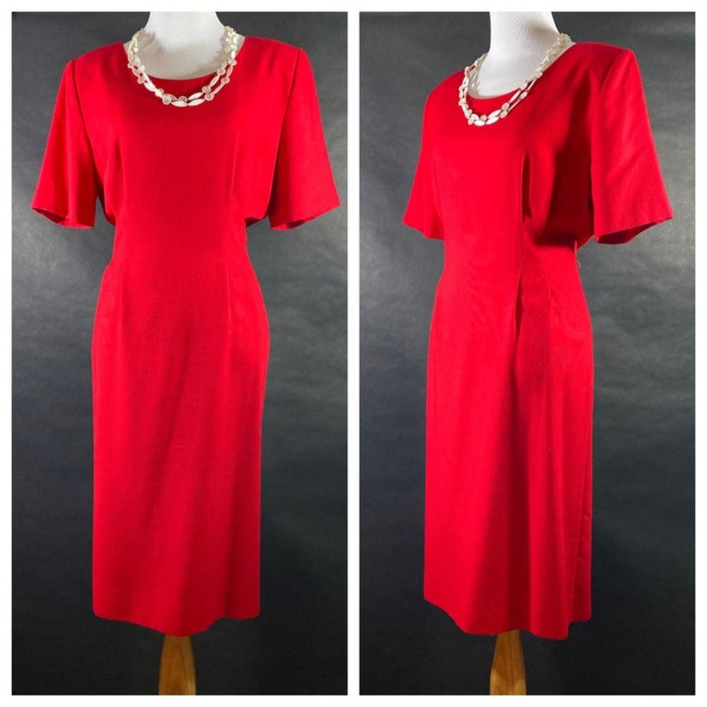 80s Dress, Leslie Fay Petites Red Dress, Size 10